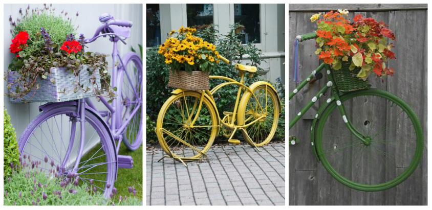 pipe curse import Idei practice pentru gradina - Obiecte decorative din biciclete