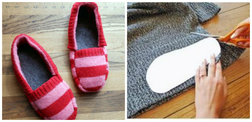 miracle casual pint Cum confectionam dintr-un pulover vechi niste papuci de casa – pas cu pas