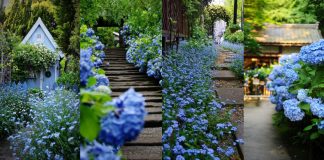 valuri de flori albastre